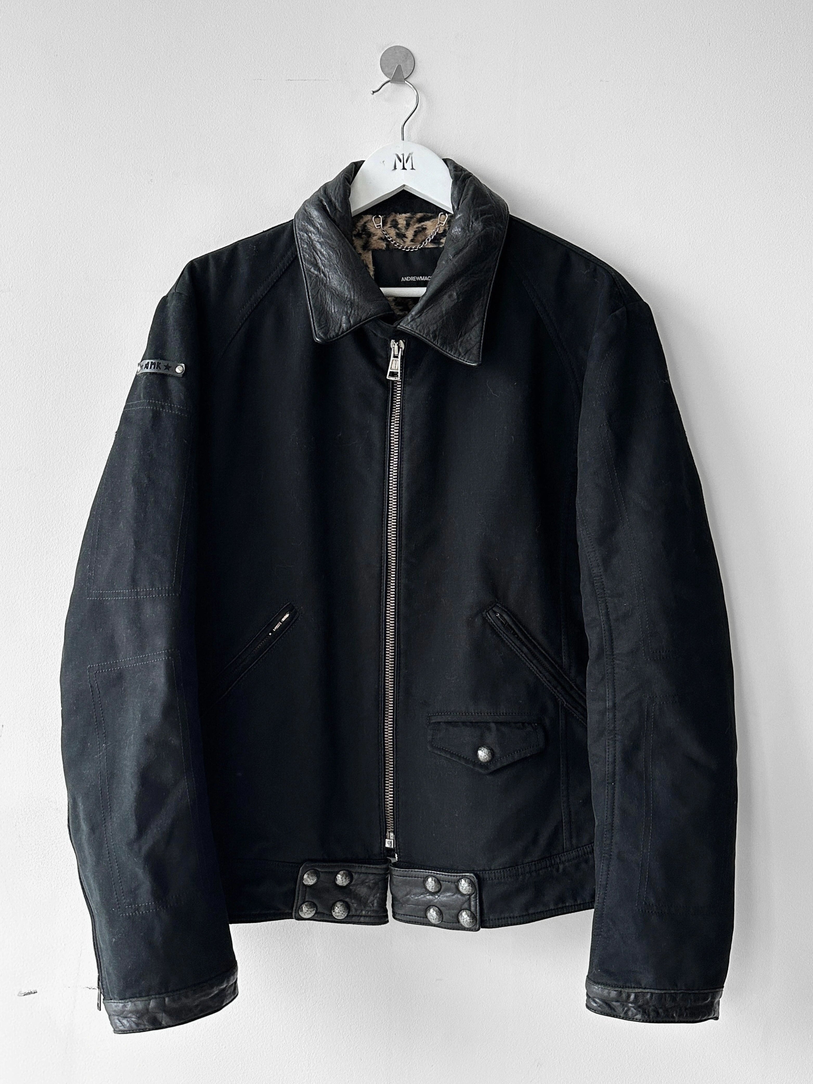 ANDREW MACKENZIE - early 2000s BIKER JACKET WITH LEATHER DETAILS