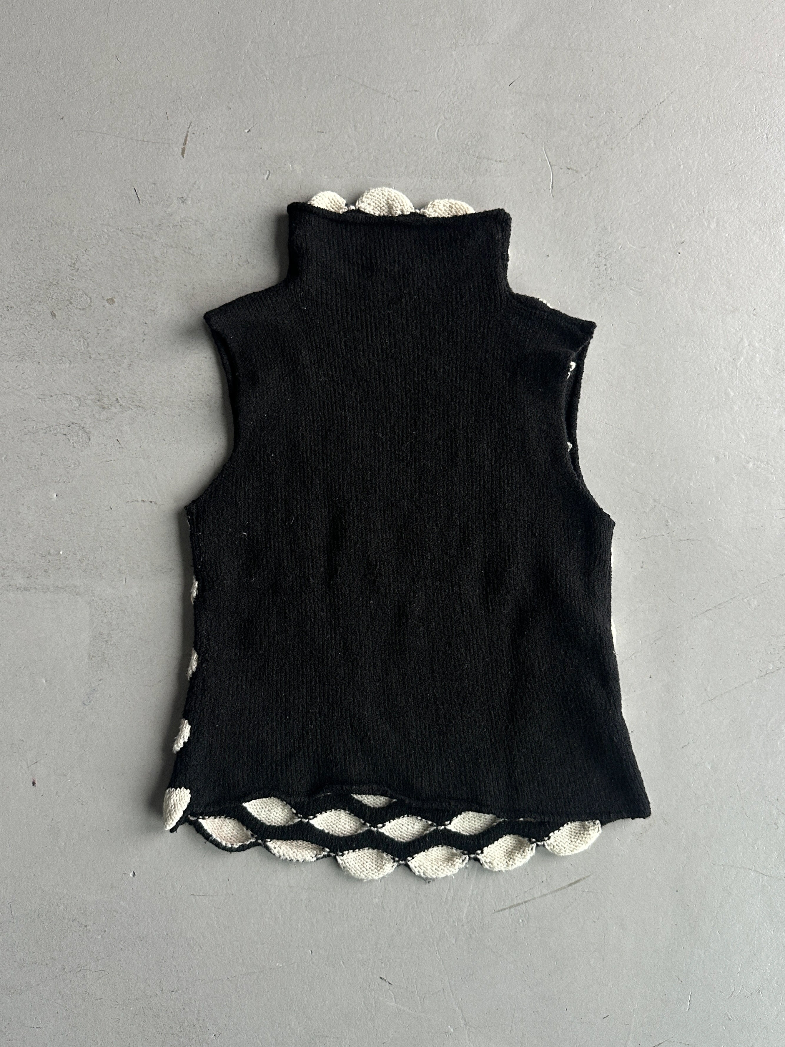 EMPORIO ARMANI - F/W 2002 BUBBLE FRONT HIGH NECK VEST KNIT TOP