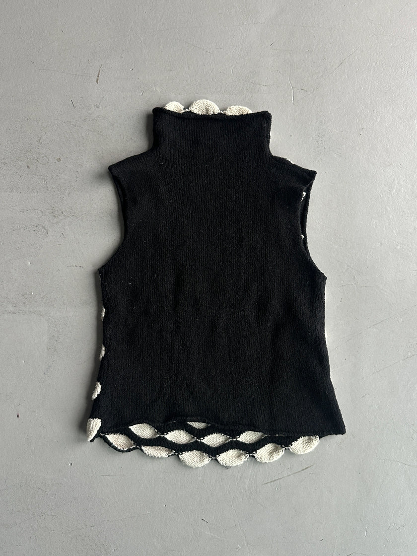 EMPORIO ARMANI - F/W 2002 BUBBLE FRONT HIGH NECK VEST KNIT TOP