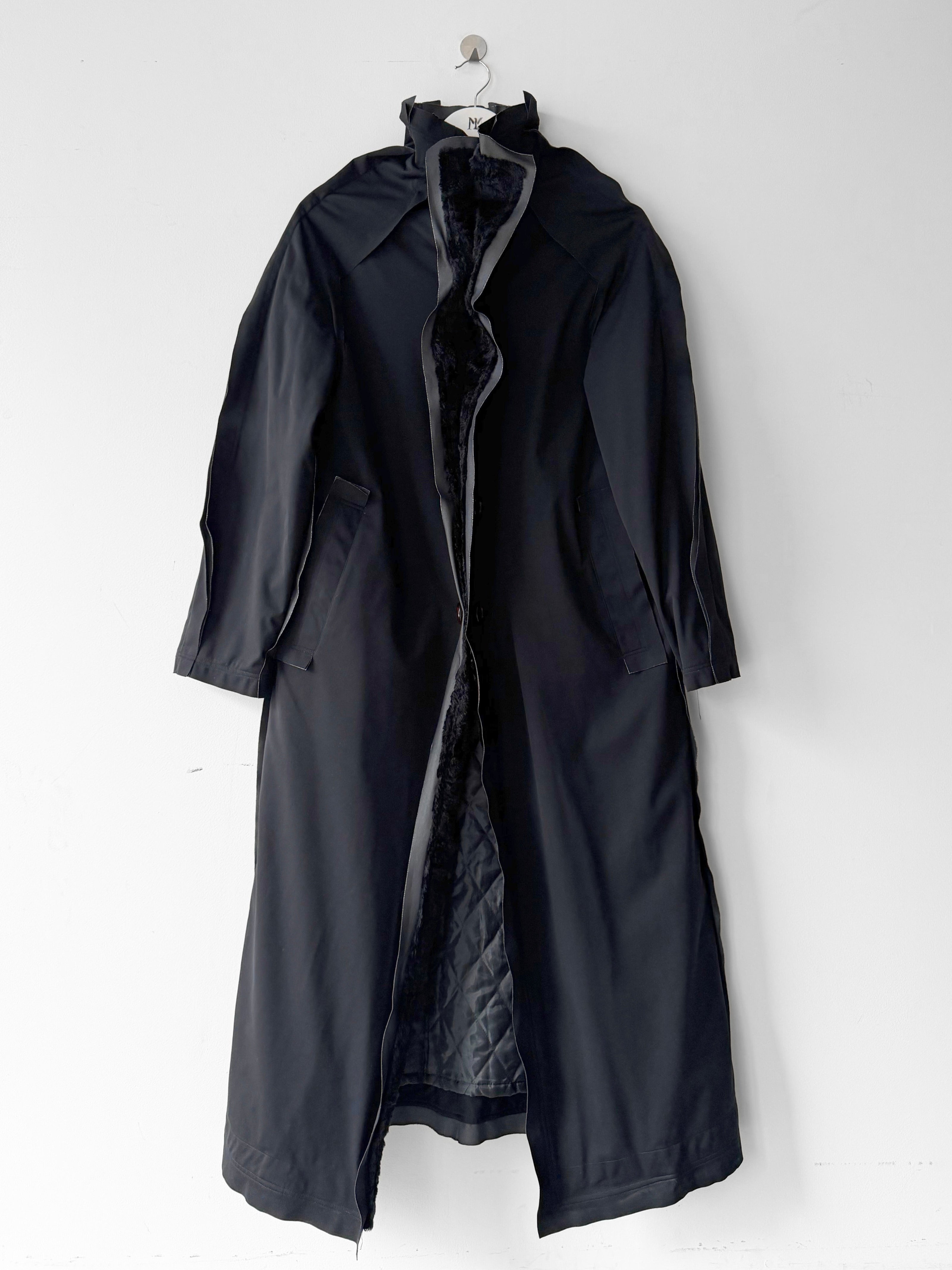 ARRSTON VOLAJU BY KOHSHIN SATOH - 1990s LONG TECHNICAL JACKET WITH FAUX FUR TRIM