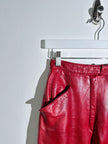 CERRUTI - 1980s CROPPED LEATHER TROUSERS WITH ANKLE TIE DETAILS