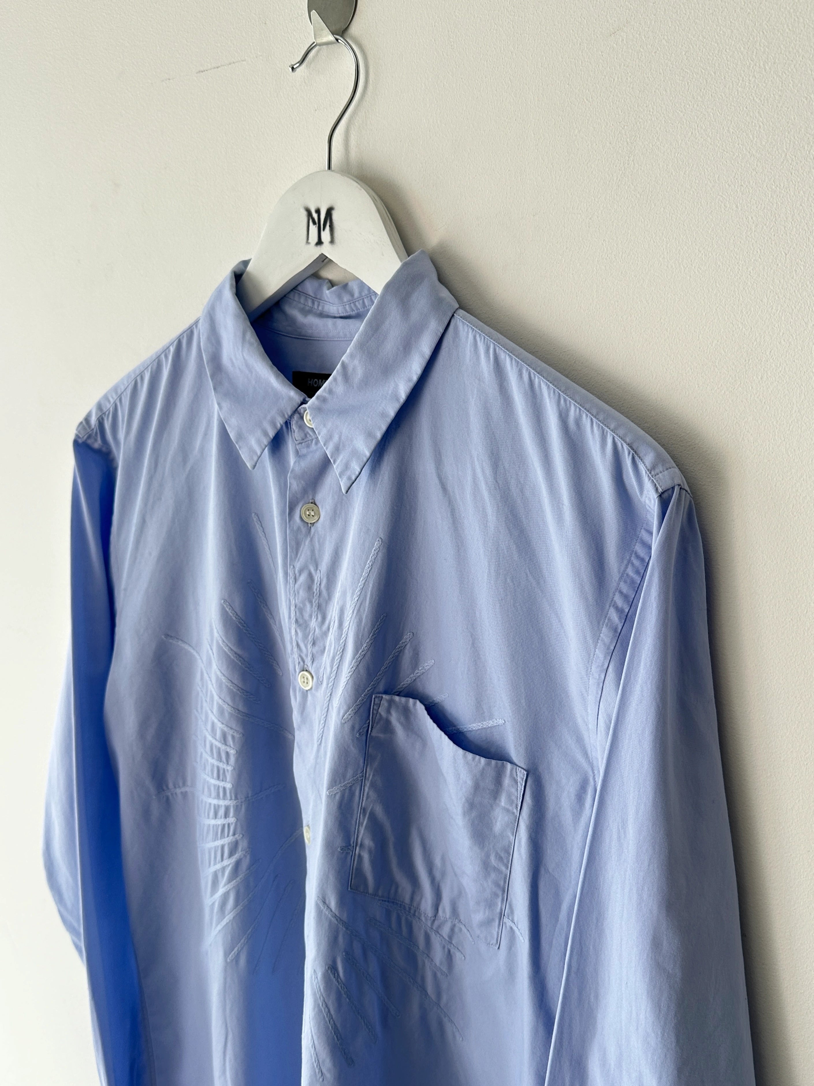 COMME DES GARÇONS - 2000s LONG SLEEVE SHIRT WITH TONAL EMBROIDERED DETAILS AT FRONT