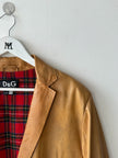 DOLCE & GABBANA - early 2000s DISTRESSED LEATHER BLAZER WITH TARTAN LINING