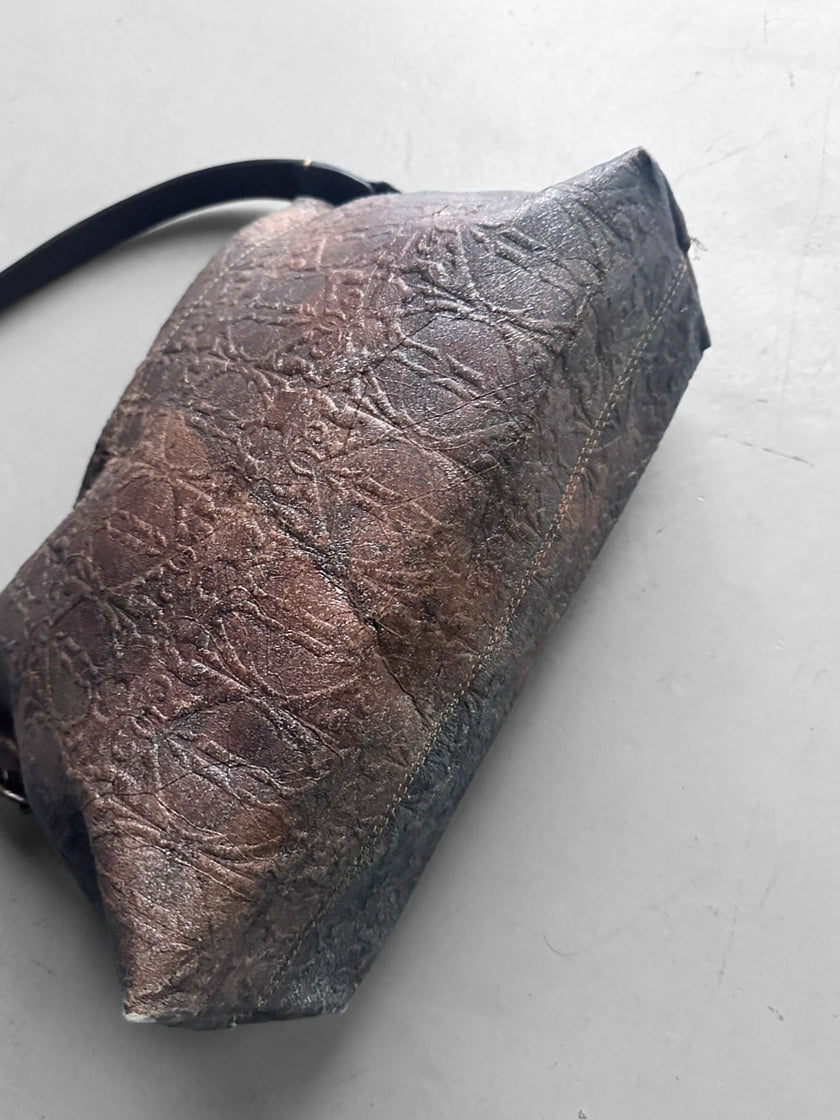 ROBERTO CAVALLI  - early 2000s EMBOSSED LEATHER SLOUCHY SHOULDER BAG