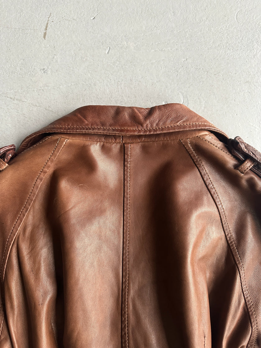 GIORGIO BRATO - 2000s SOFT LEATHER BELTED JACKET