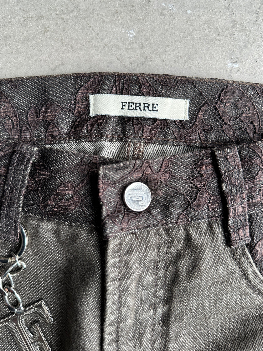 GIANFRANCO FERRÉ - 1990s SLIM FIT JEANS WITH LACE DETAILS