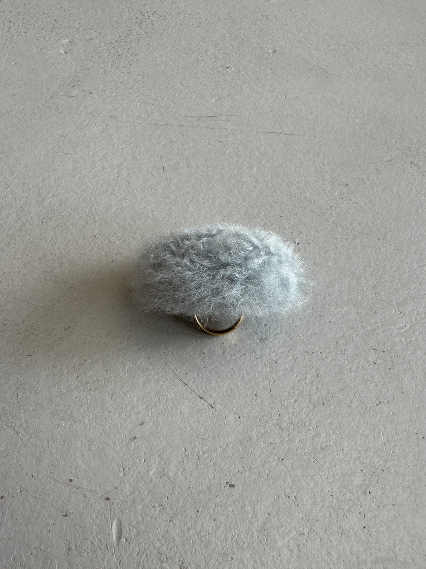 BALENCIAGA - S/S 2021 FAUX FUR  POM POM BUTTON RING