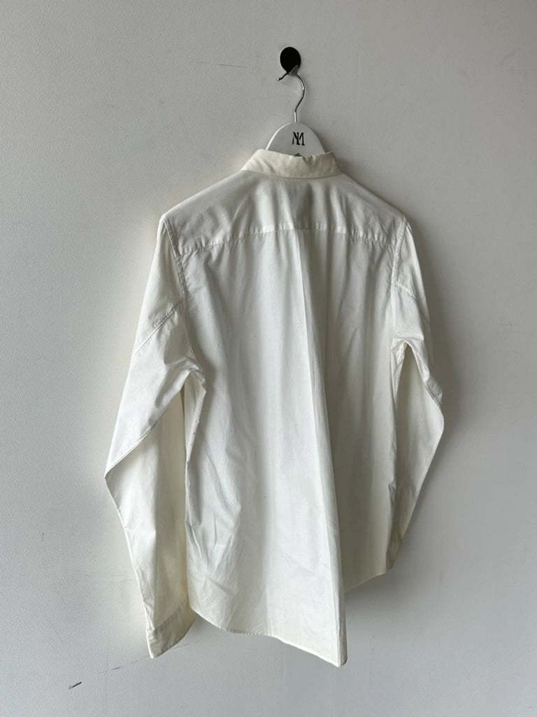 COMME DES GARÇONS BLACK - S/S 2018 LONG SLEEVE SHIRT WITH GOLD FOIL PANELS AND CUT OUTS FRONT