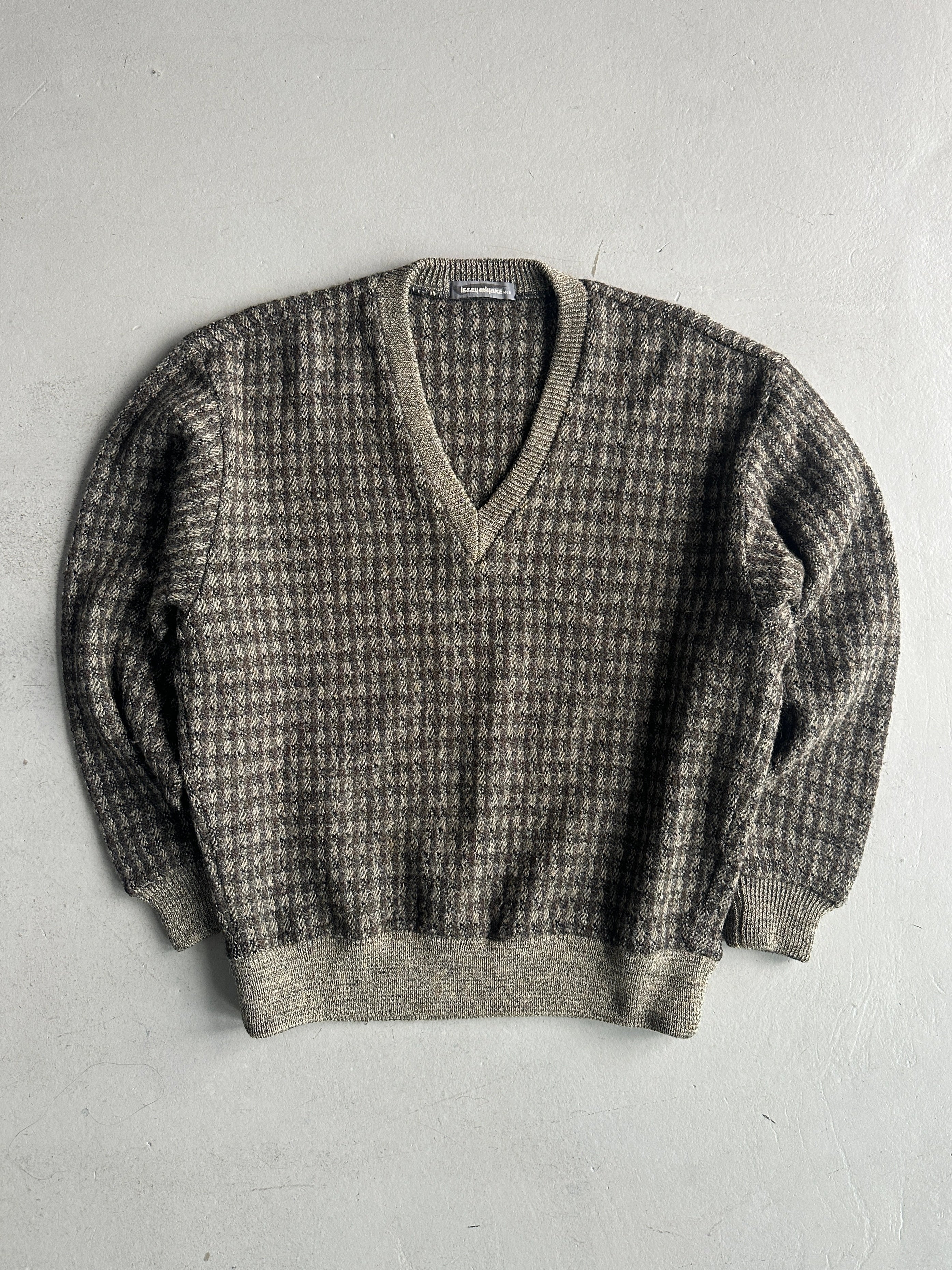 ISSEY MIYAKE - 1980s V NECK CHUNKY KNIT BOXY FIT JUMPER
