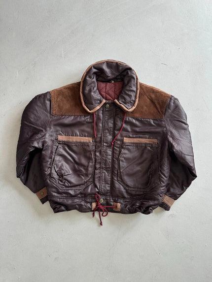 ARMANI JEANS 1990s AVIATOR BOMBER JACKET WITH SUEDE DETAILS