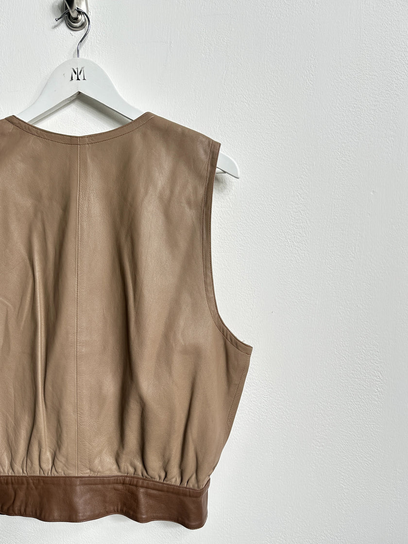 1980s TWO TONE LEATHER WAISTCOAT