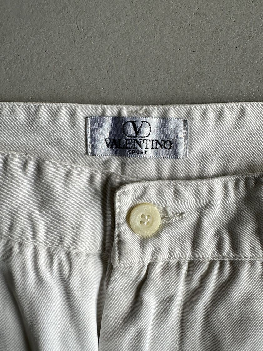 VALENTINO - 1990s STRAIGHT FIT WHITE TROUSERS