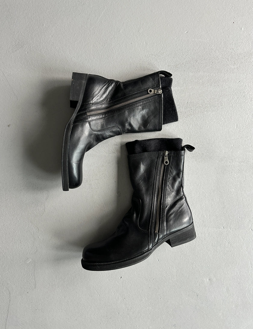 YOHJI YAMAMOTO Y's - 1990s MID CALF LEATHER BOOTS