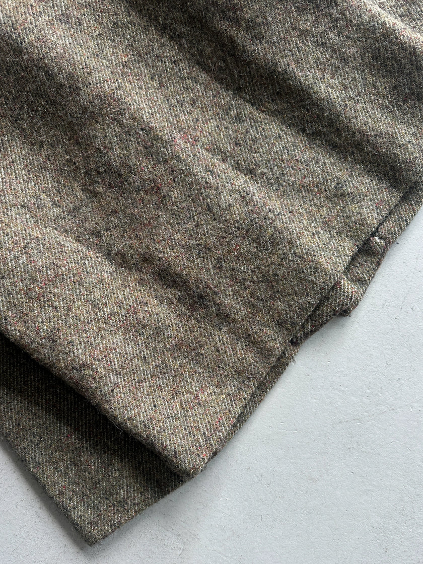 JUNYA WATANABE COMME DES GARÇONS MAN - A/W 2004 FUR COLLAR TWEED BLAZER WITH OVERSIZED BUTTONS