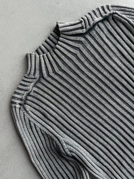 DANIELE ALESSANDRINI - 1990s MOCK NECK RIBBED JUMPER