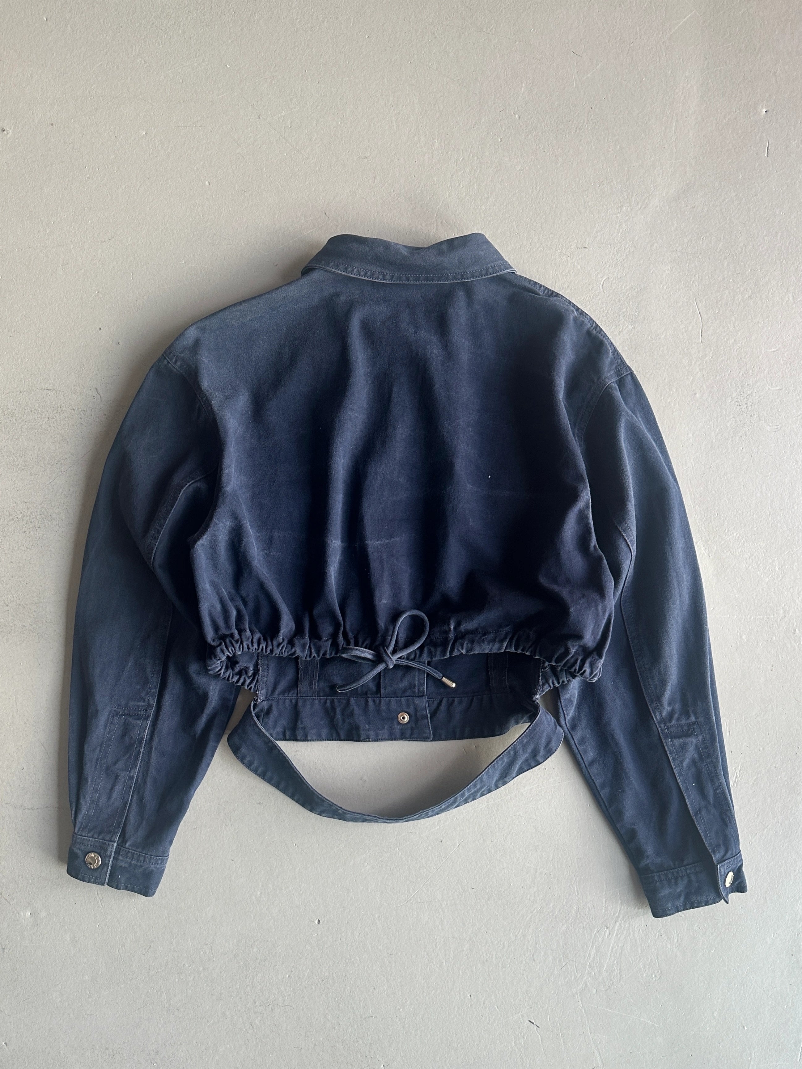 CLAUDE MONTANA - 1990s DECONSTRUCTED CROP FIT JACKET WITH STAR STUDS