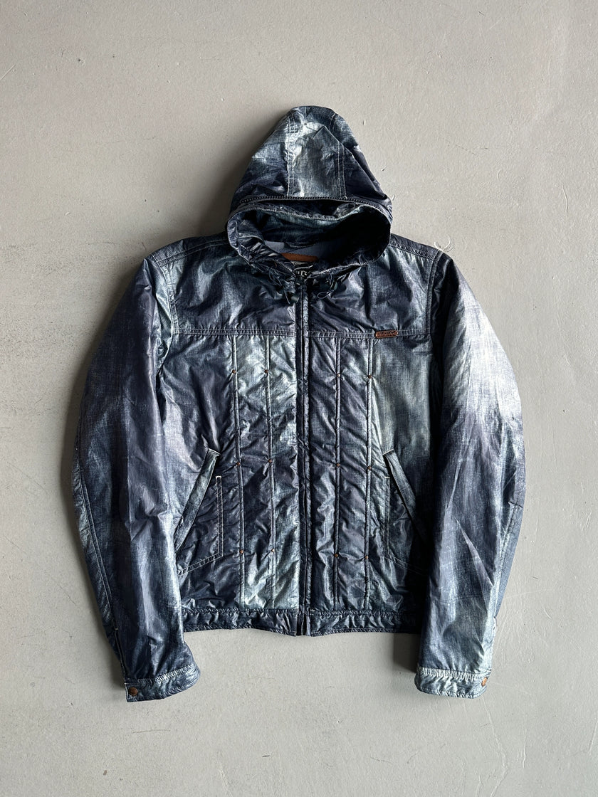 DIESEL - 2000s TROMPE L'OEIL DENIM PRINT PUFFER JACKET