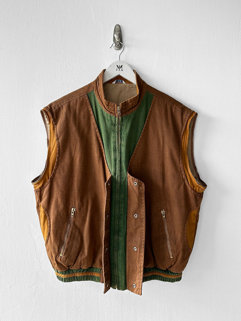 SPANISH LABEL 1980s 2 in 1 BOMBER JACKET WITH ZIP OFF SLEEVE