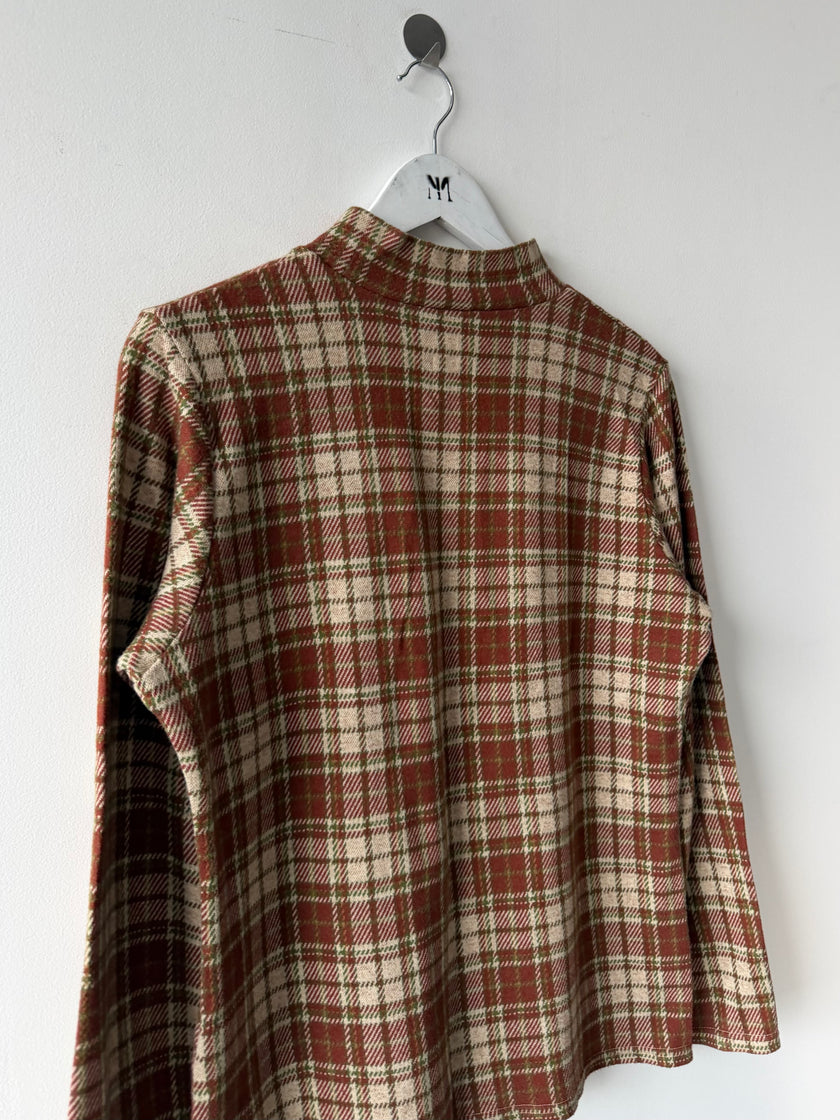 ISSEY MIYAKE HAI - 1980s LONG SLEEVE CHECKED TOP