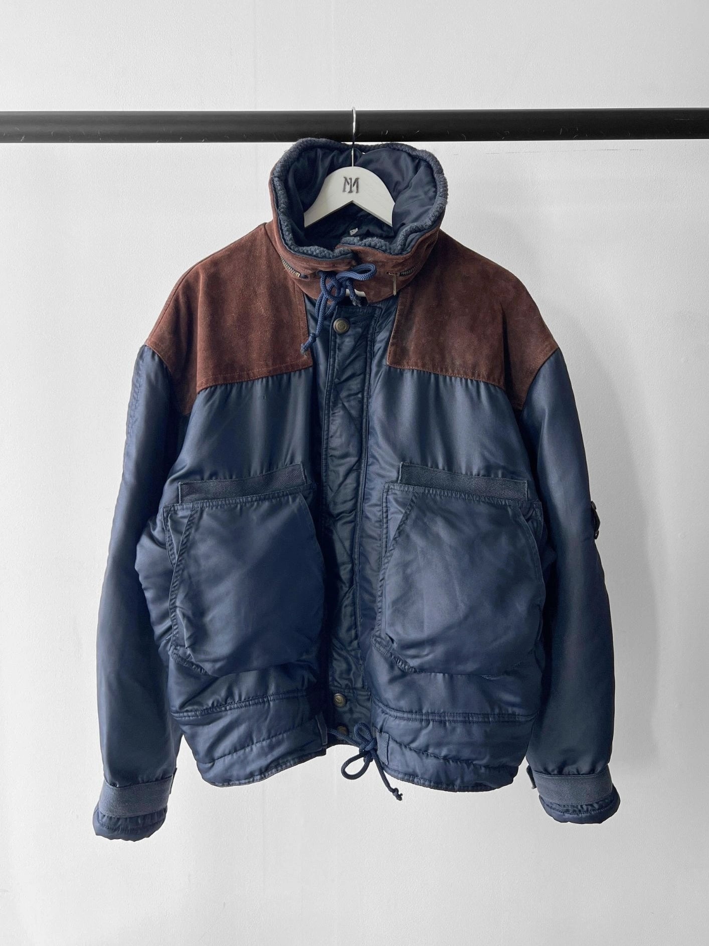 ARMANI JEANS 1990s AVIATOR BOMBER JACKET WITH SUEDE DETAILS