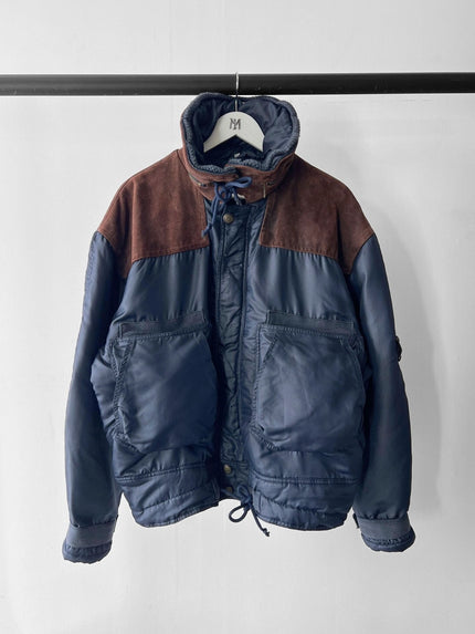 ARMANI JEANS 1990s AVIATOR BOMBER JACKET WITH SUEDE DETAILS