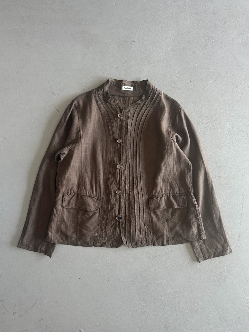 PLANTATION ISSEY MIYAKE - 1990s FLARED HEM LINEN BLOUSE