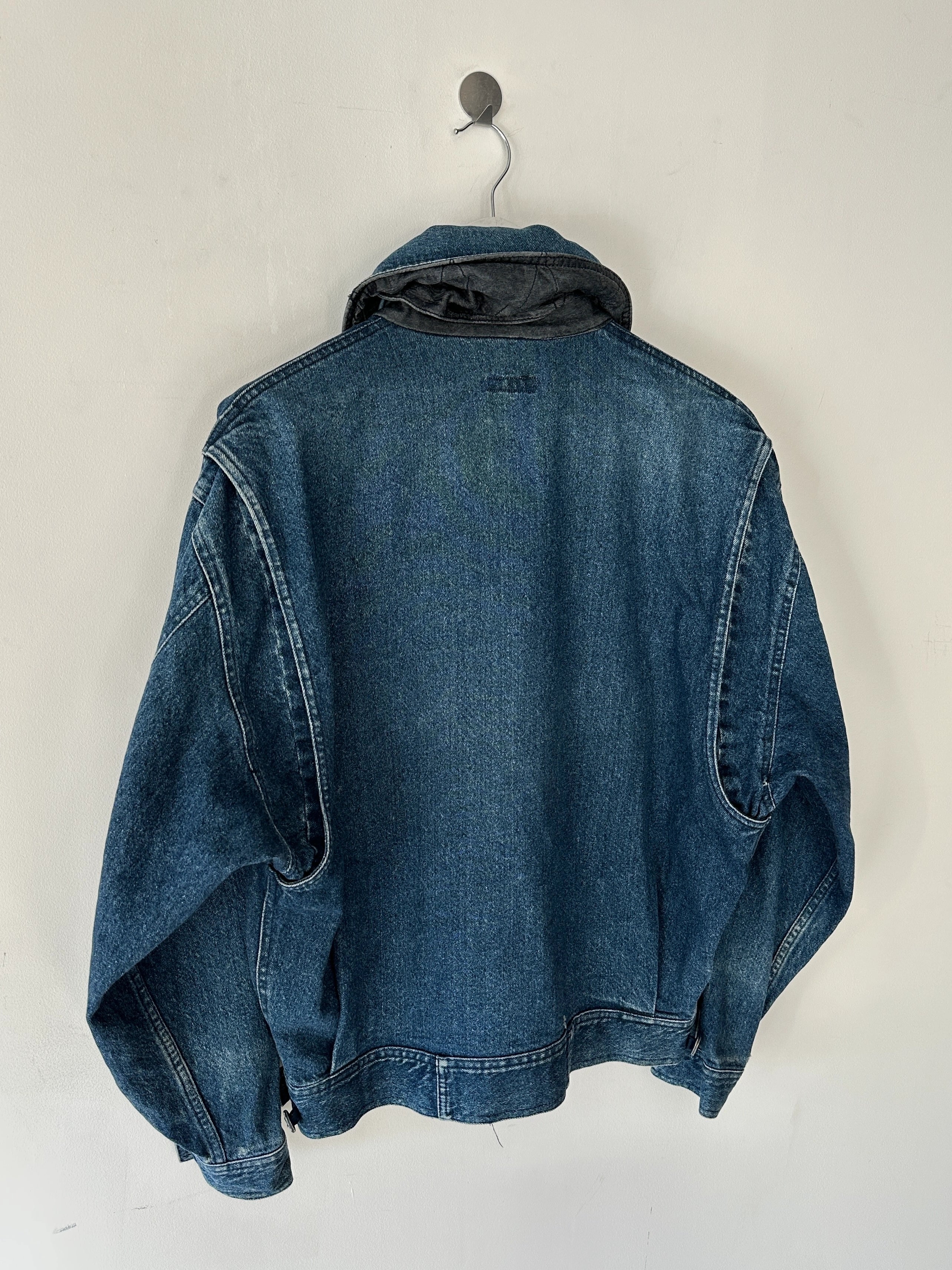 BONEVILLE BY MASSIMO OSTI - 1980s OVERSIZED DENIM BOMBER JACKET
