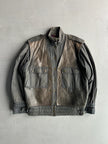 ESCADA - 1980s CONTRASTING LEATHER FRONT LAYERED JACKET