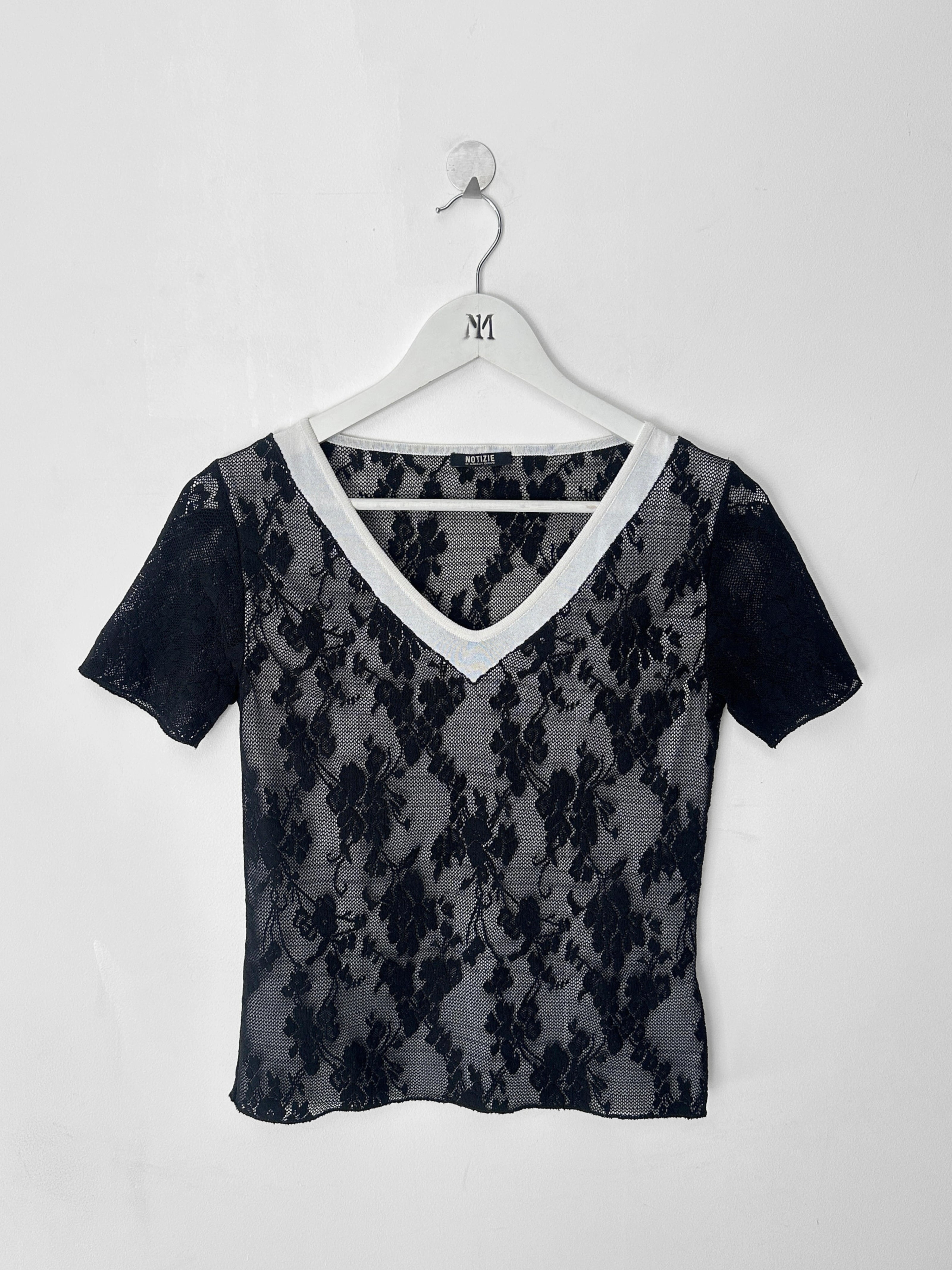 ITALIAN LABEL - 1990s LAYERED FRONT LACE T-SHIRT