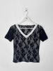 ITALIAN LABEL - 1990s LAYERED FRONT LACE T-SHIRT