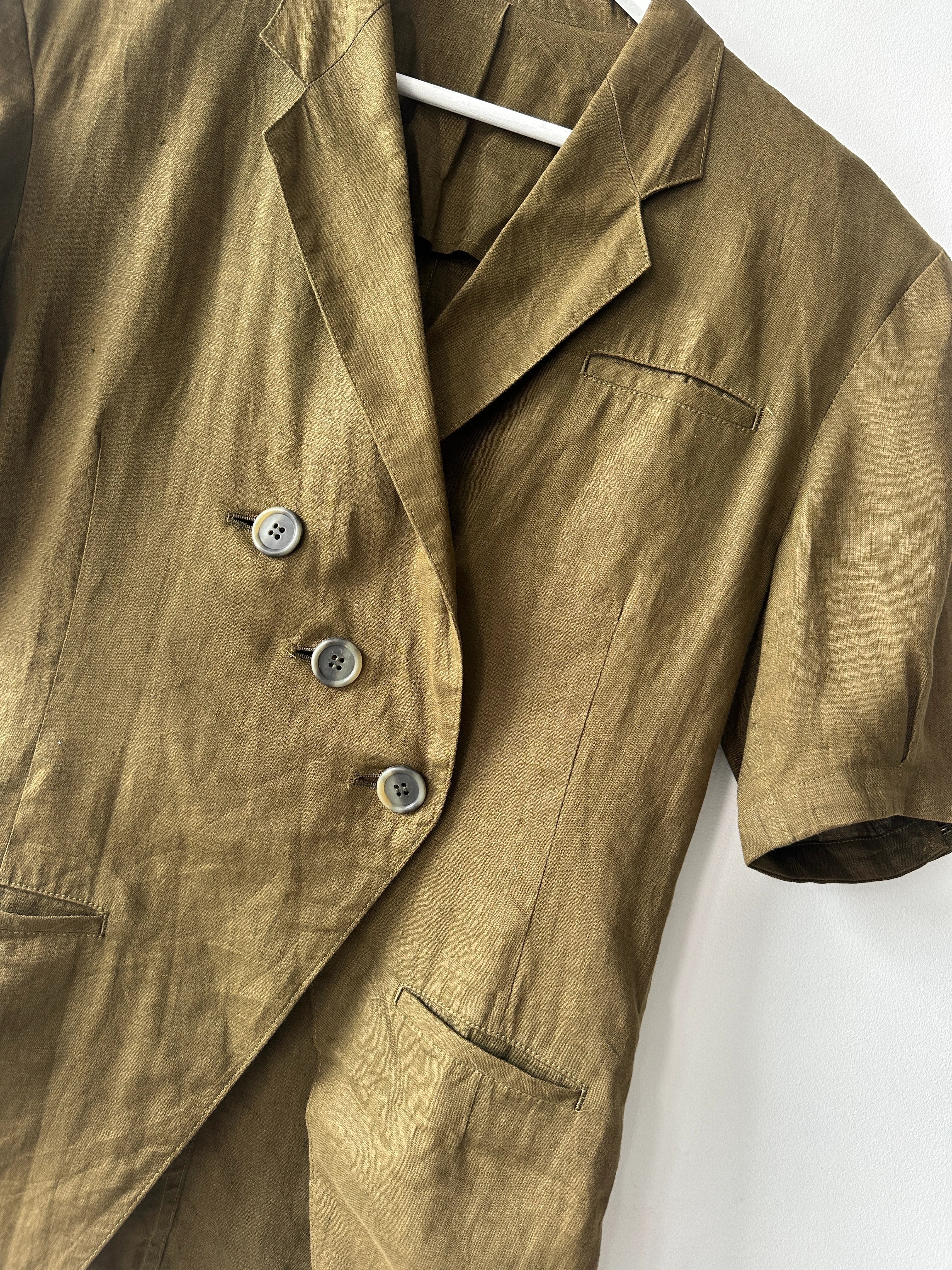 YOHJI YAMAMOTO Y'S - 1980s LINEN BLAZER WITH PUFFED SLEEVES