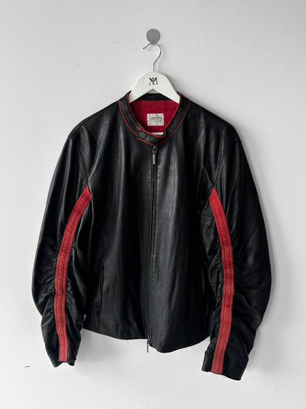 ARMANI COLLEZIONI - 1990s BIKER LEATHER JACKET WITH CURVED SLEEVE