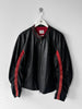 ARMANI COLLEZIONI - 1990s BIKER LEATHER JACKET WITH CURVED SLEEVE