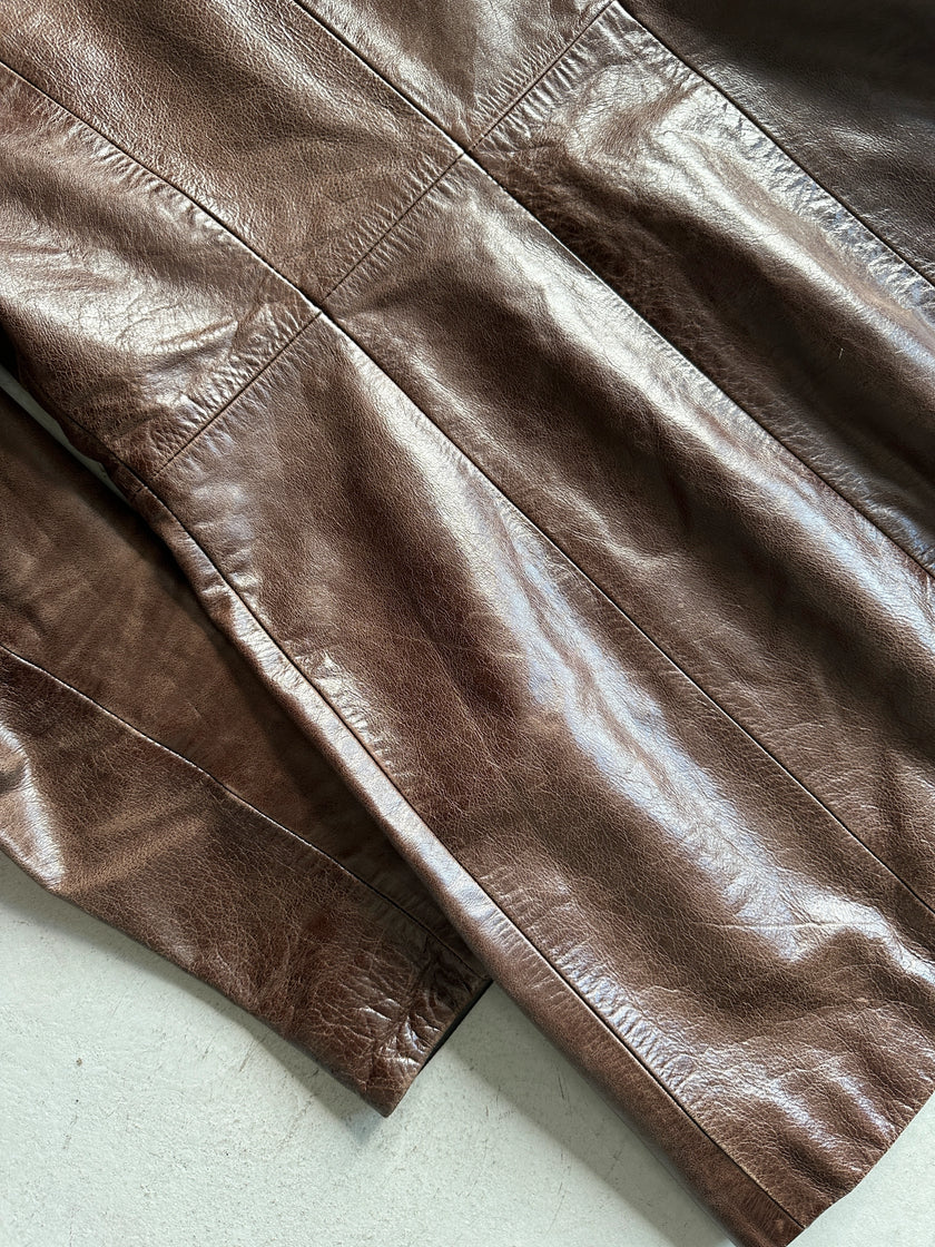 1990s DUAL ZIP FRONT LONG LEATHER JACKET
