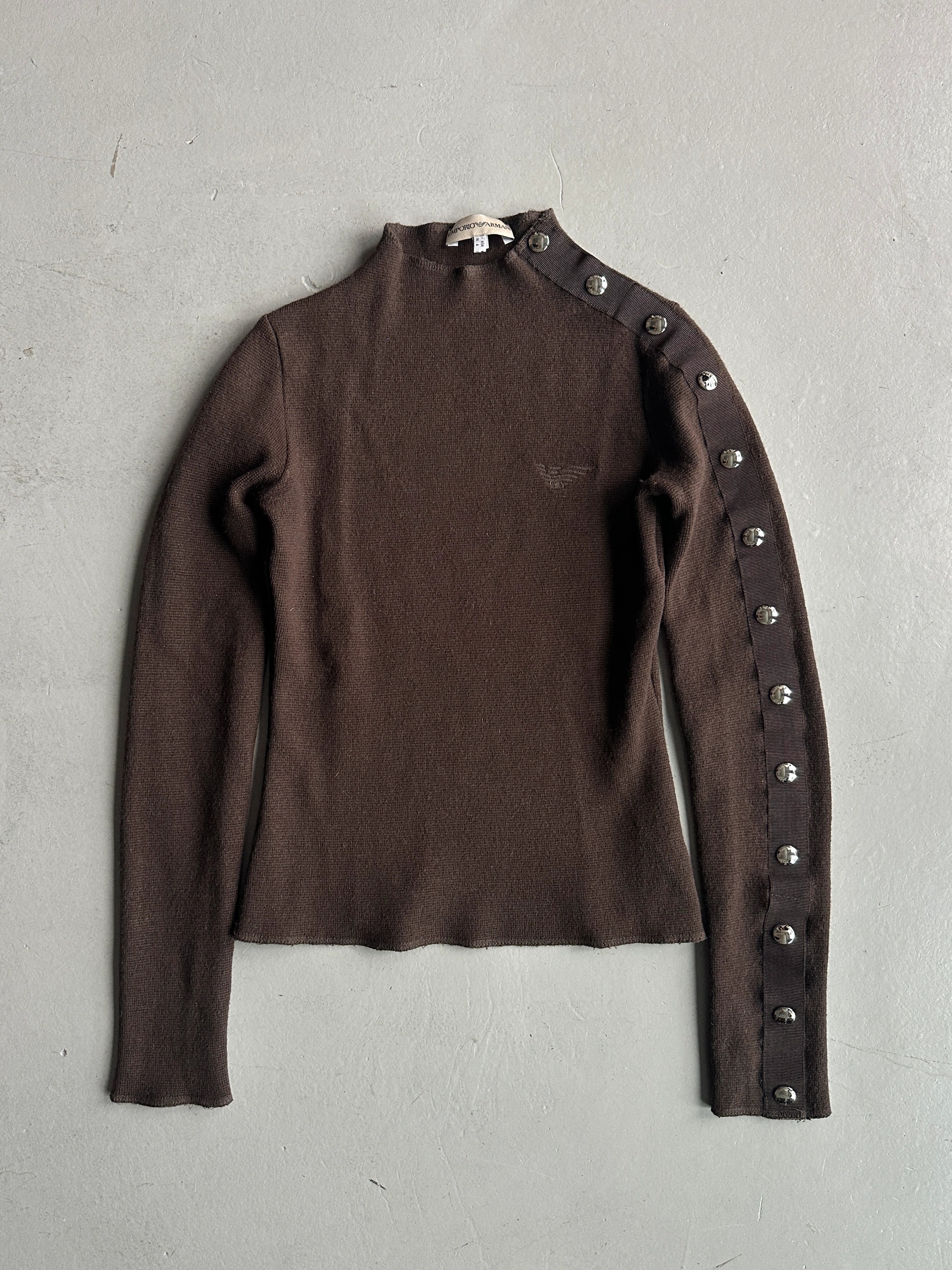EMPORIO ARMANI - 2000s METAL BUTTON SLEEVE CROP FIT JUMPER