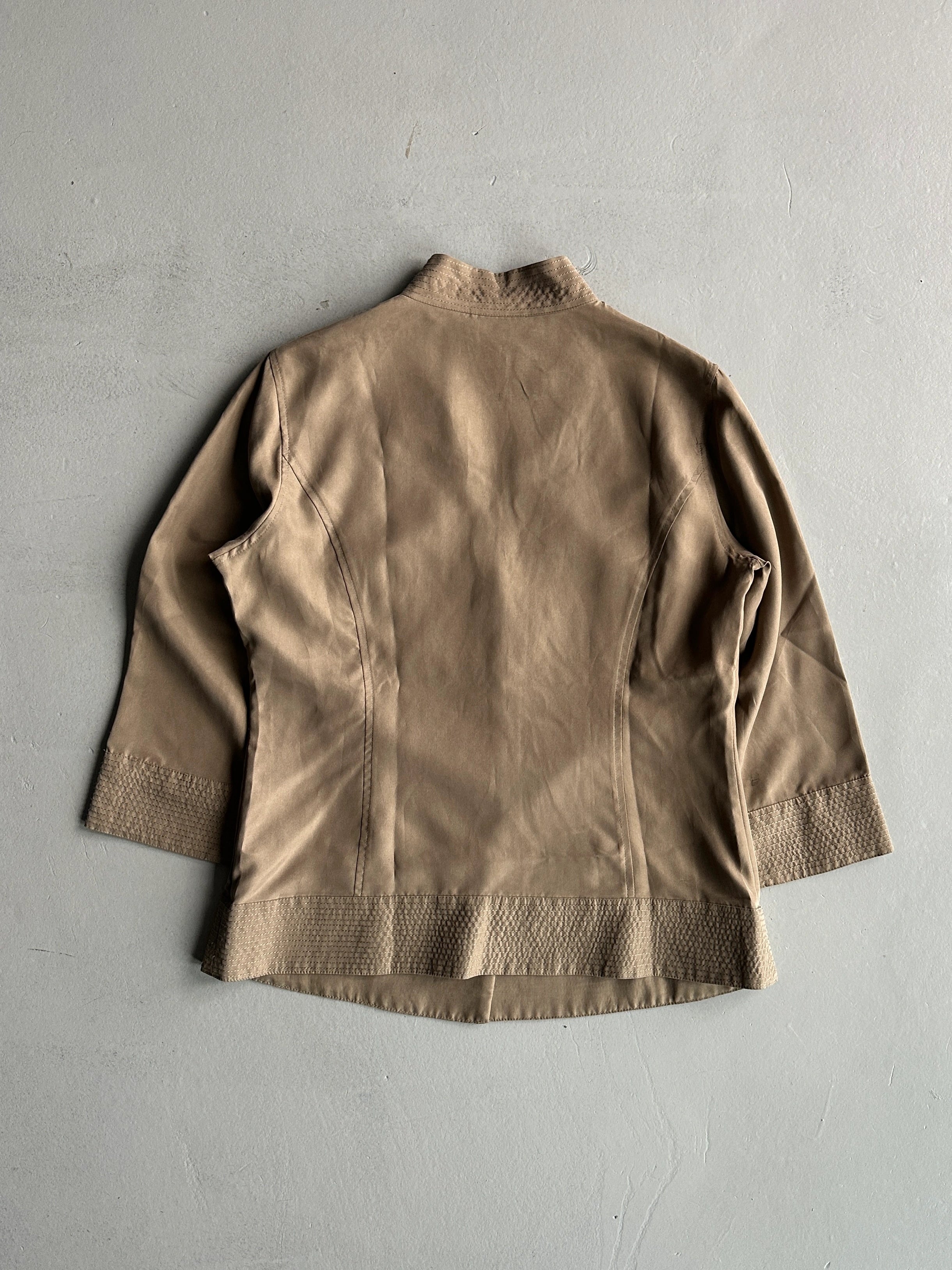 1990s MANDARIN COLLAR SILK BLOUSE