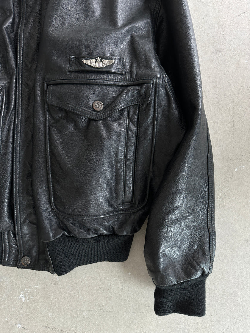 1970s LEATHER AVIATOR BOMBER JACKET