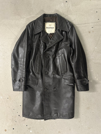 1980s LEATHER TRENCH COAT