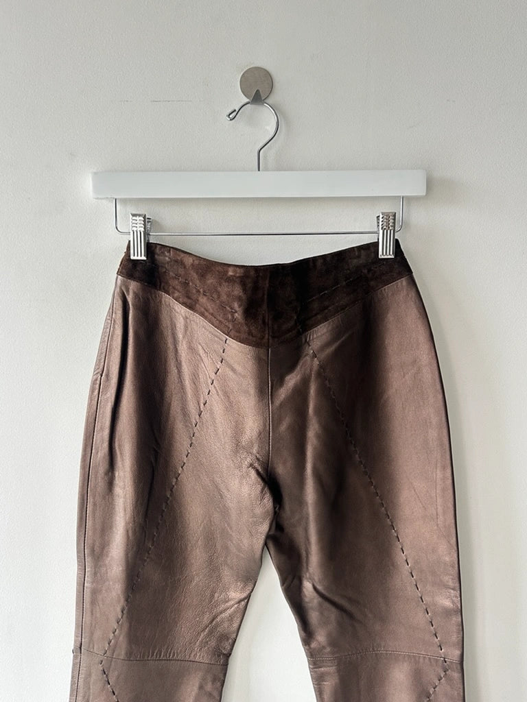 GIANFRANCO FERRÉ - early 2000s METALLIC LEATHER AND SUEDE TROUSERS