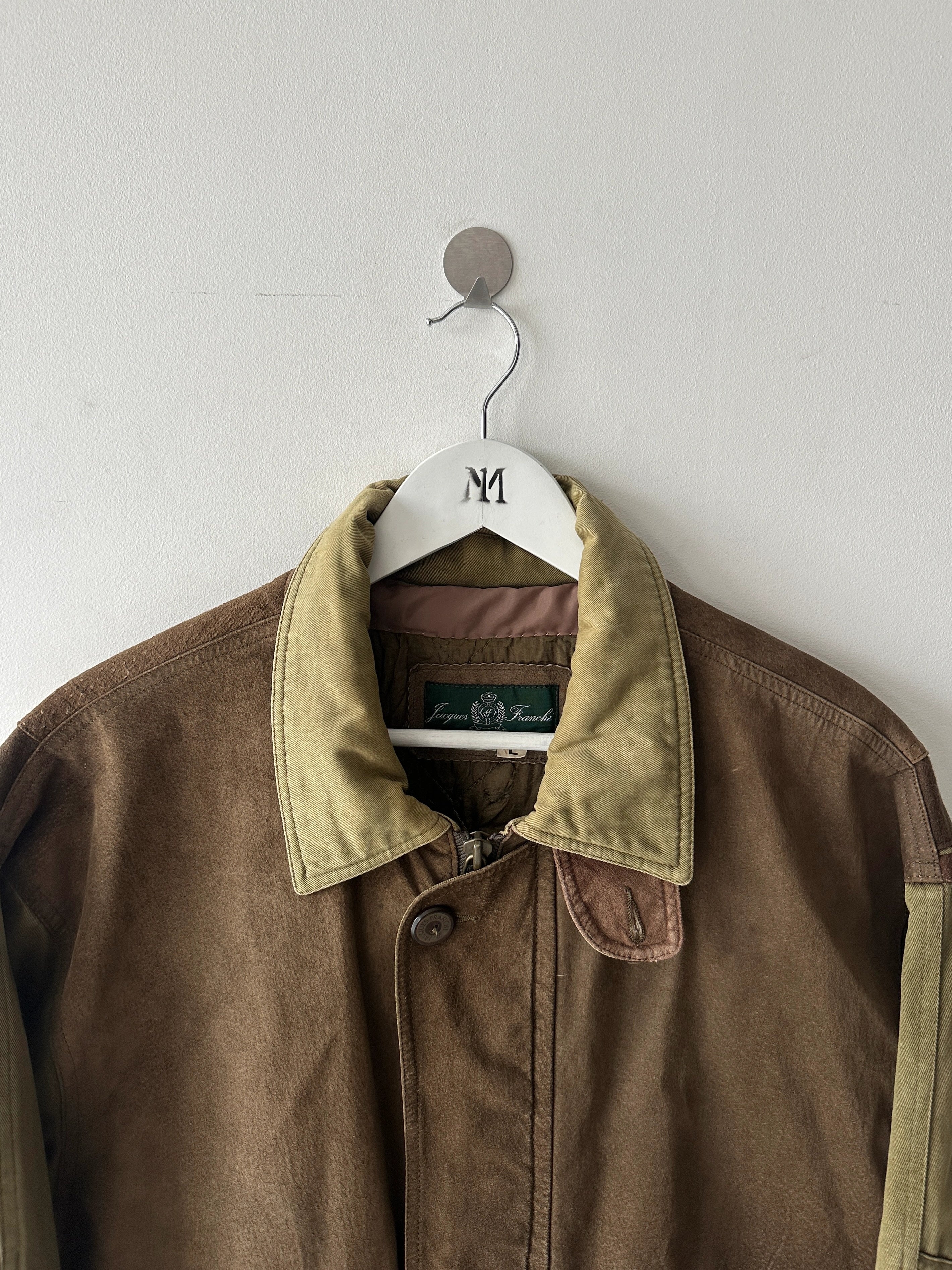 FRENCH LABEL 1980s PANELED BOMBER JACKET WITH SUEDE FRONT