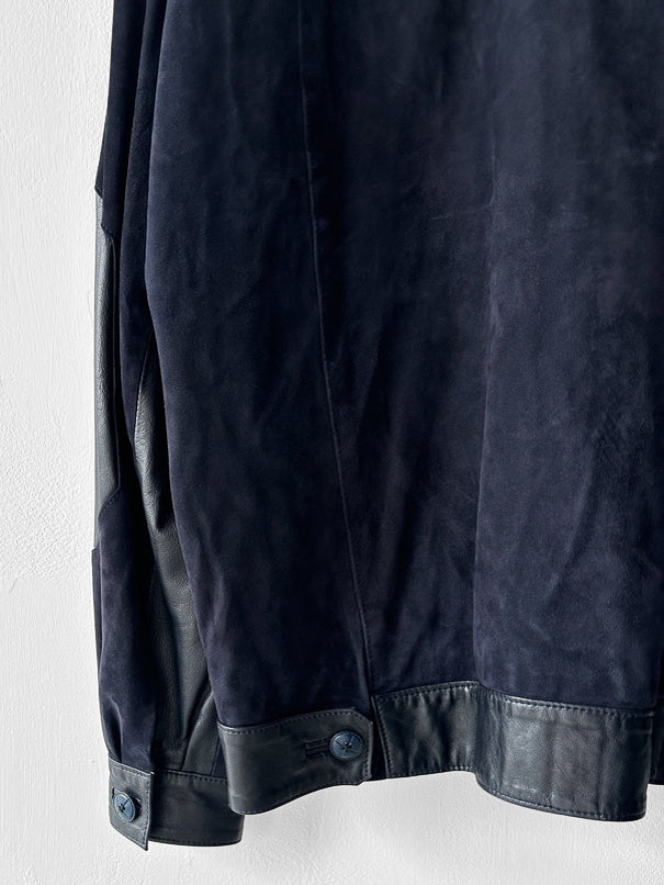 FRENCH LABEL 1980s PANELLED LEATHER AND SUEDE JACKET