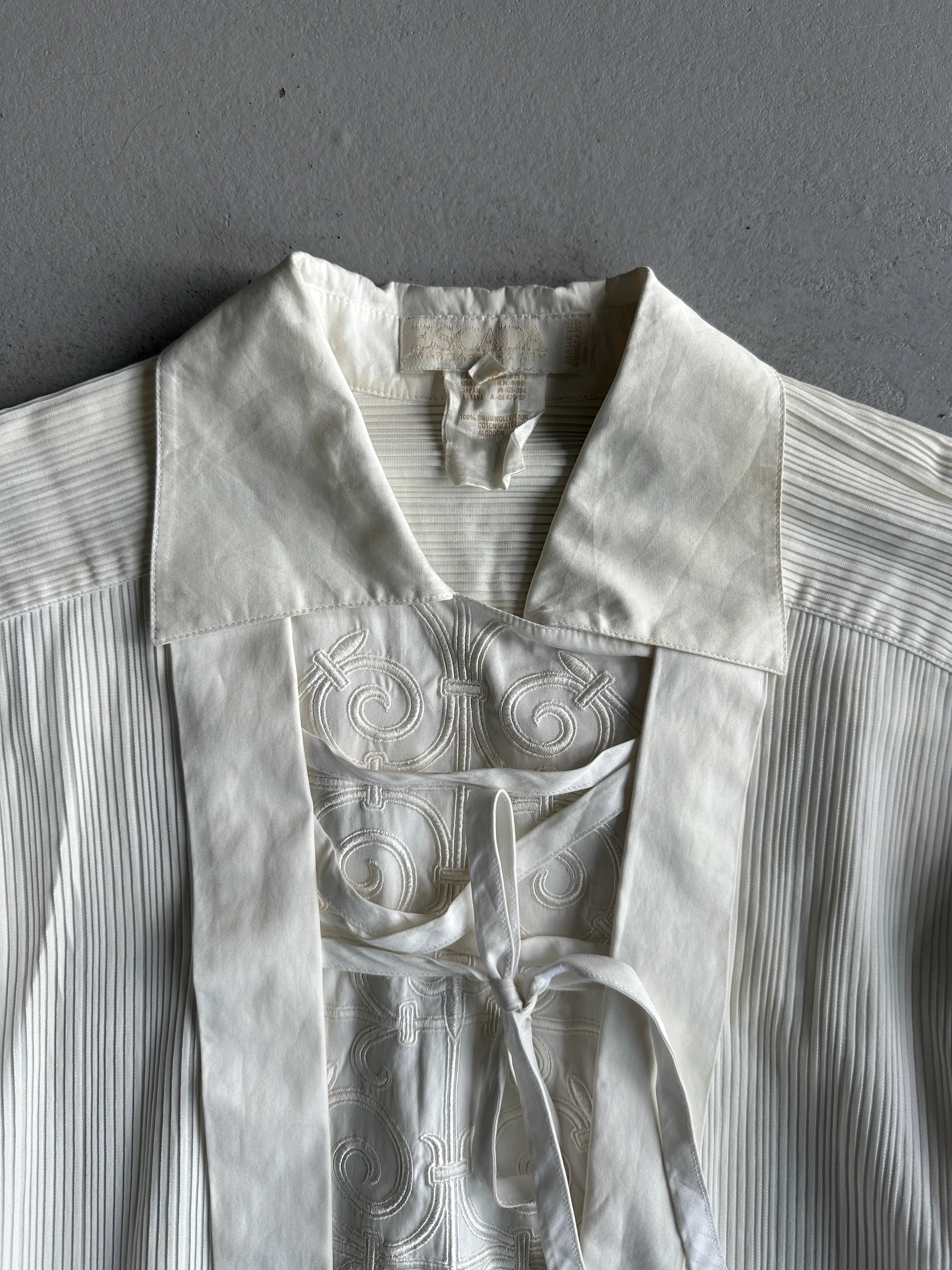 ESCADA - 1980s EMBROIDERED PLEATED BLOUSE