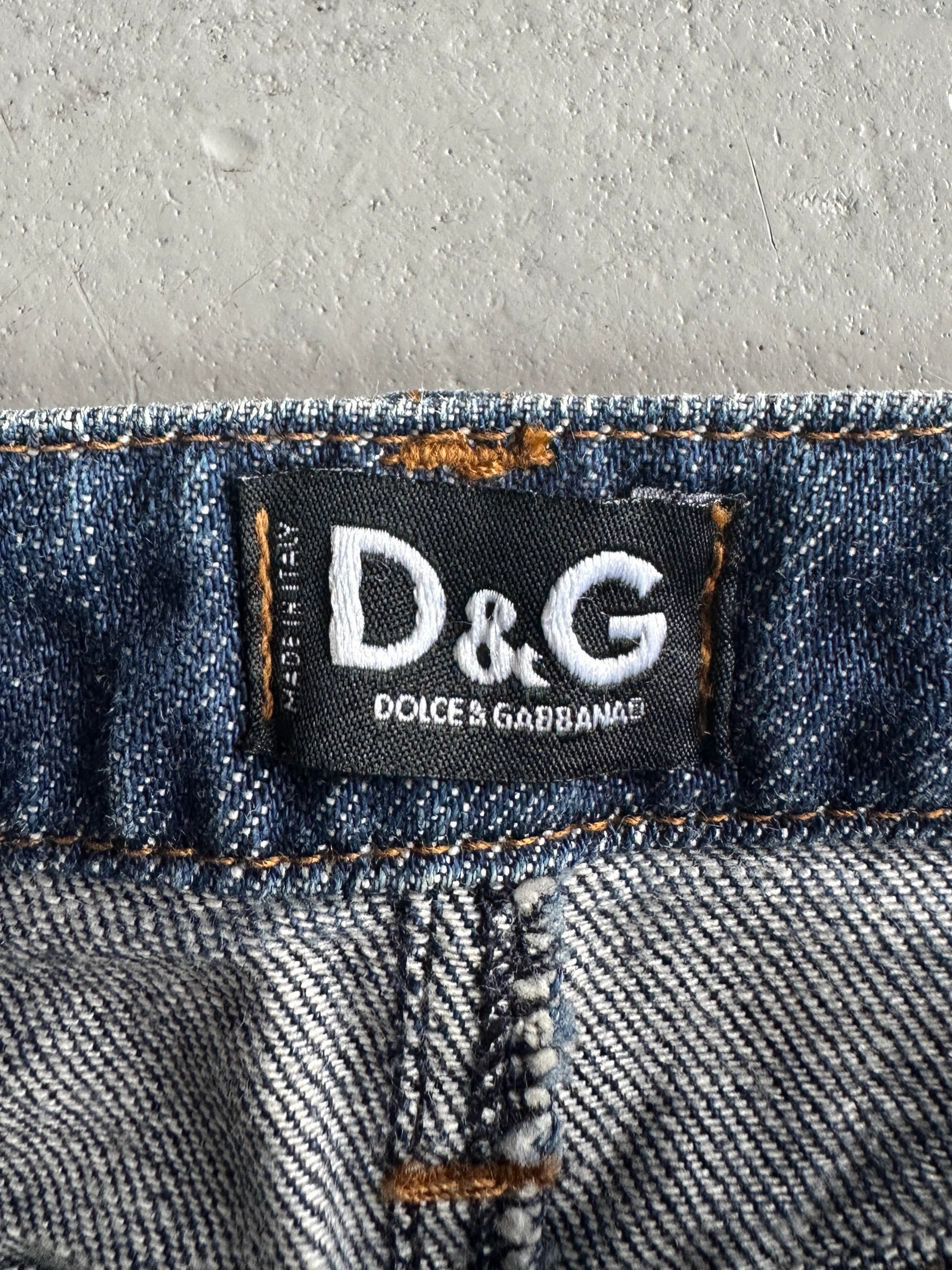 DOLCE & GABBANA - 1990s DENIM MINI SKIRT WITH FLUO DETAILS