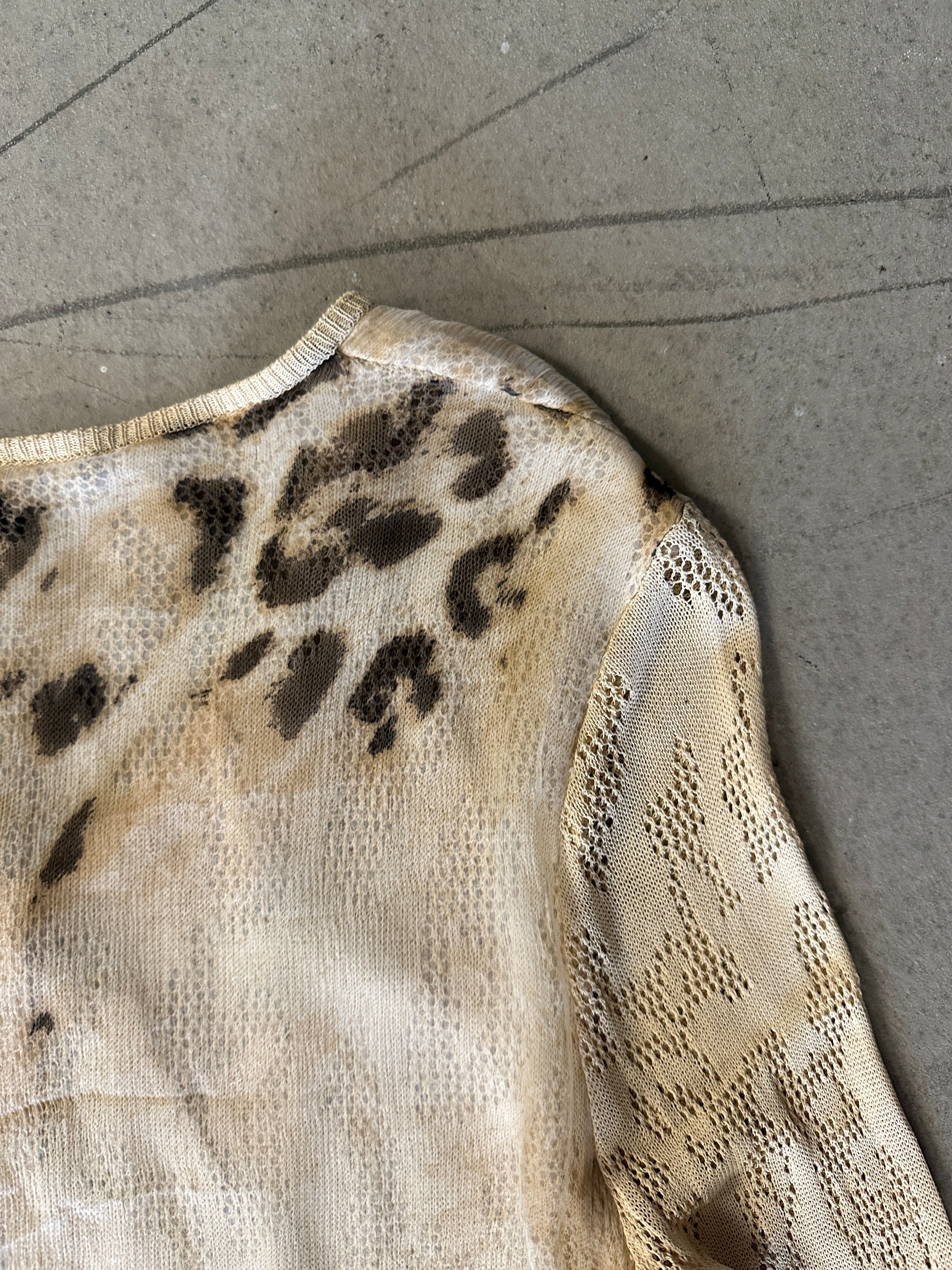 LES COPAINS - 1990s PANELED LEOPARD PRINT CARDIGAN