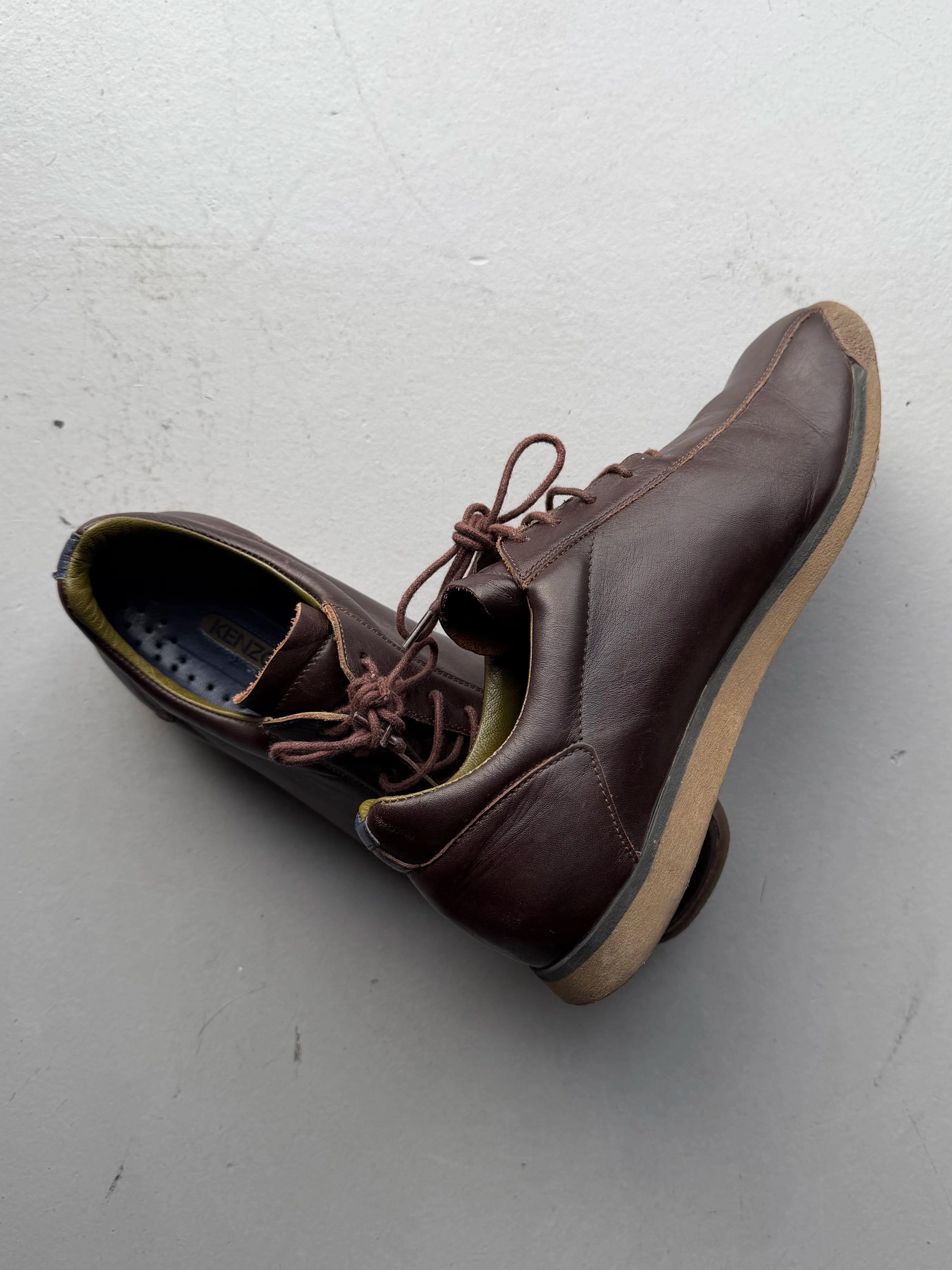 KENZO - 1990s SQUARE TOE LEATHER TRAINERS