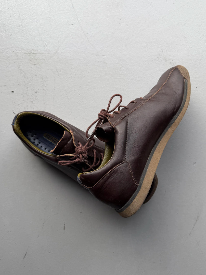 KENZO - 1990s SQUARE TOE LEATHER TRAINERS