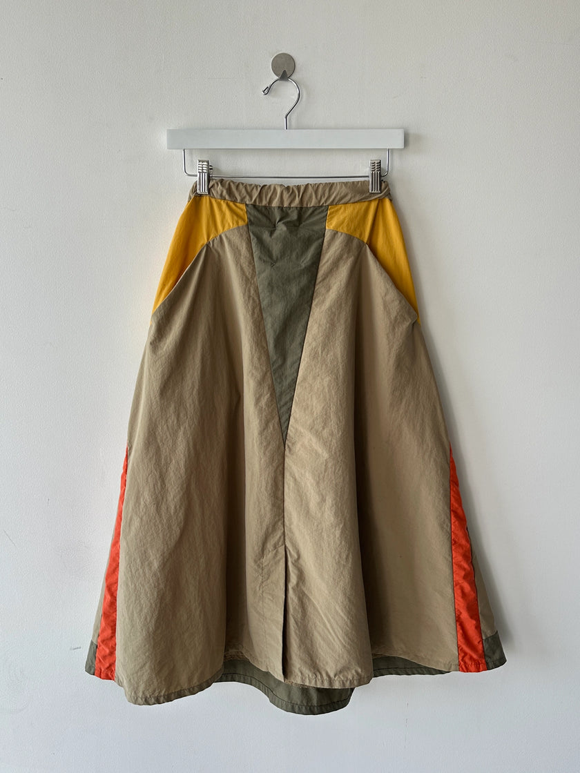 JAPANESE LABEL 2000s COLOUR BLOCK NYLON SKIRT