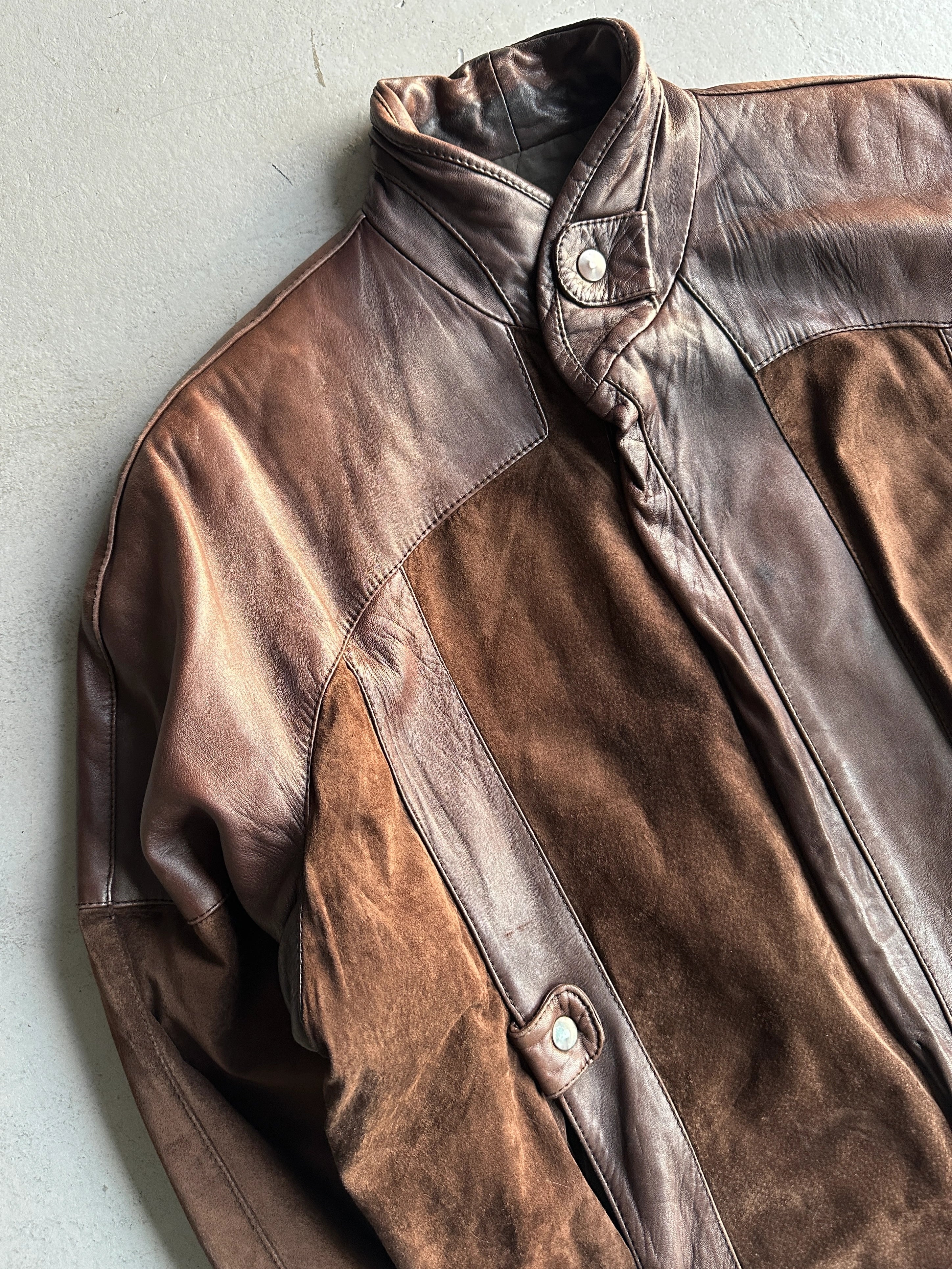 SPANISH LABEL 1980s PANELED LEATHER JACKET