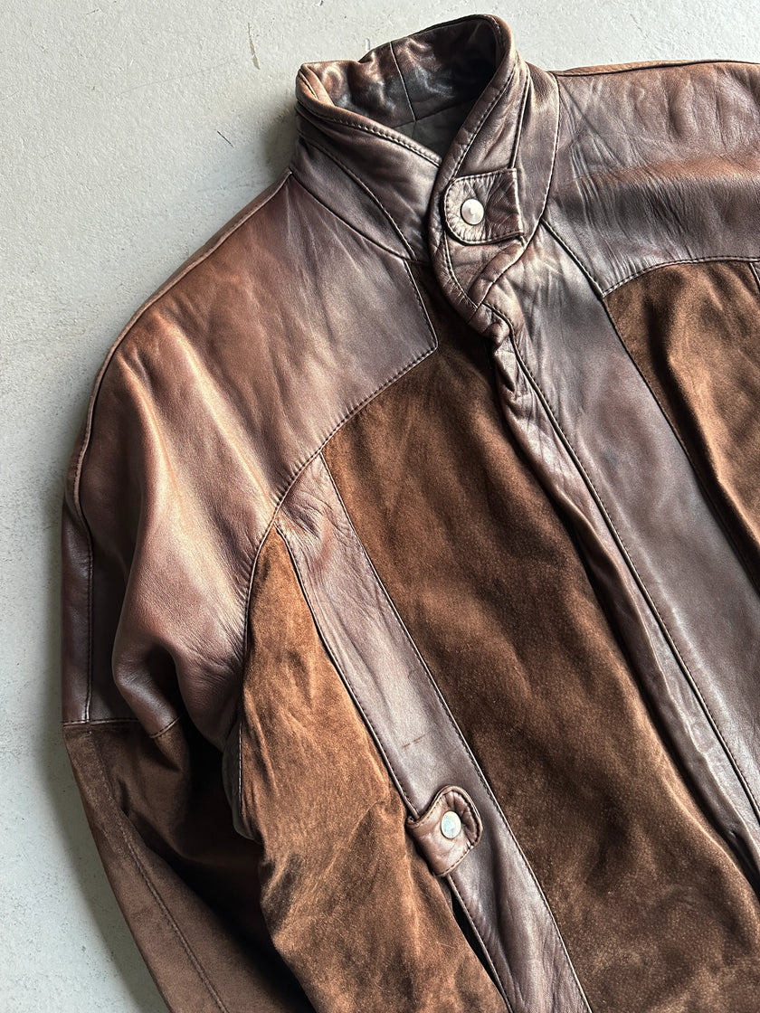 SPANISH LABEL 1980s PANELED LEATHER JACKET