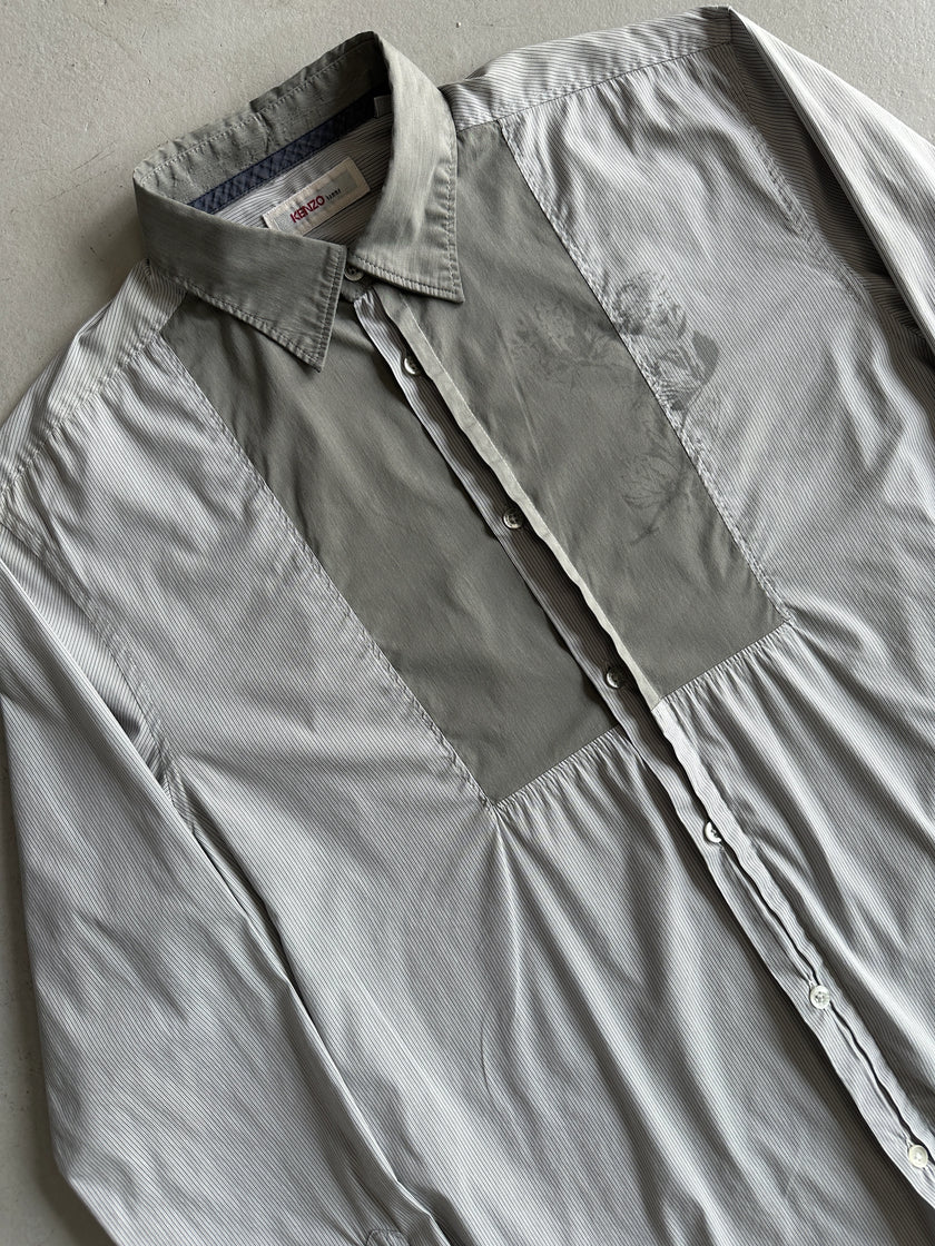 KENZO - 2000s CONTRASTING PANEL LONG SLEEVE SHIRT